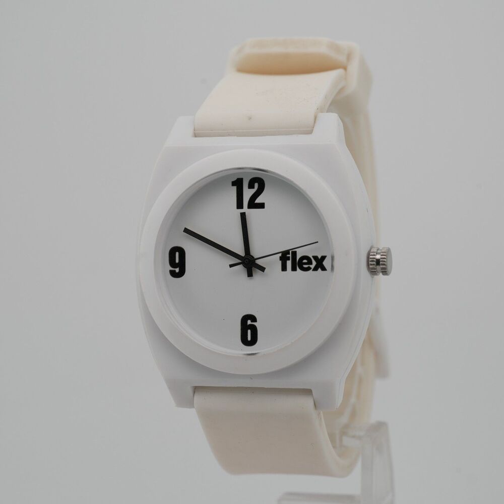 Flex White Silicone Watch 39mm Minimalist Quartz New Battery Cleaned